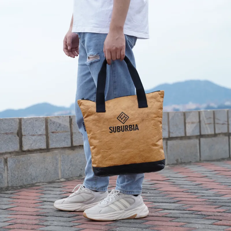 SUBURBIA DuPont Paper Tote Bag Shopping Bag Handbag Regular Unisex Yellow-4