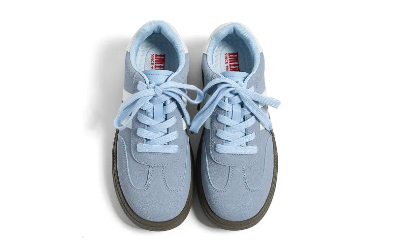 HUANQIU Slip Resistant, Lightweight, And Breathable Low Top Skateboard Shoes Women's Blue-4