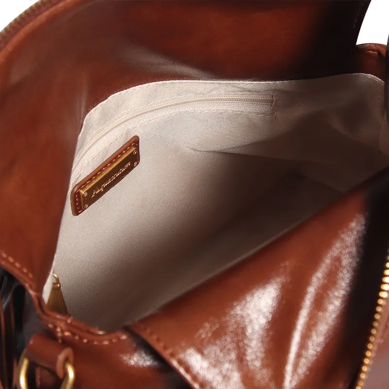 AQUASCUTUM Polyurethane Leather One Shoulder Handbag Women's Caramel-3