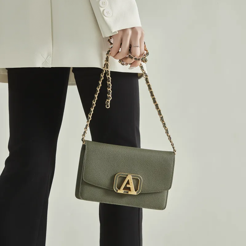 AQUASCUTUM Embossed Cow Leather Crossbody Bag Shoulder Bag Backpack Women's Brown & Black-21