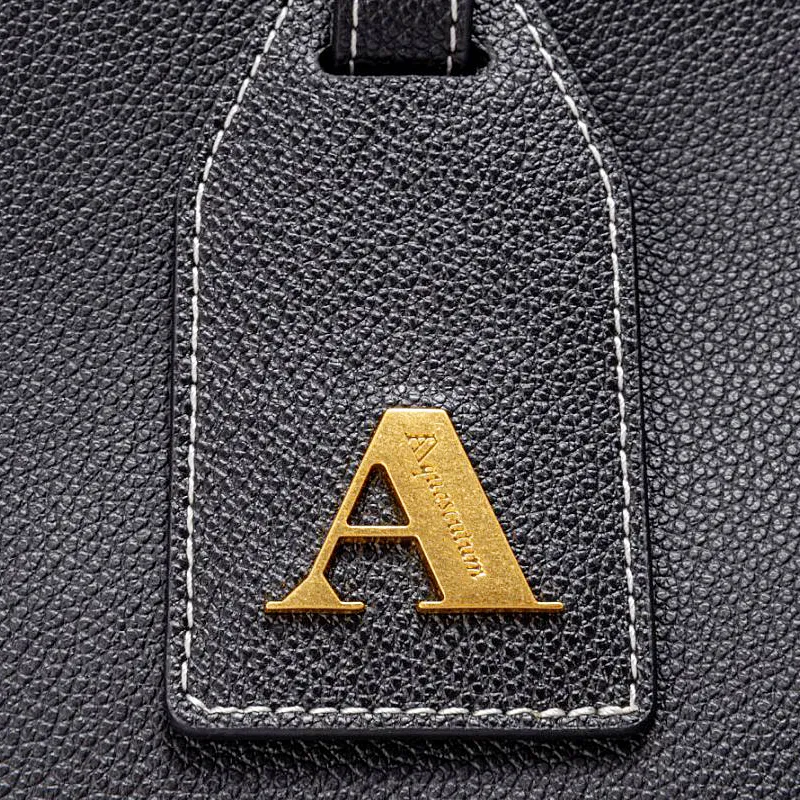 AQUASCUTUM Litchi Grain Cow Leather Wings Combo Bag Handbag Large Size Women's Black/Brown-10