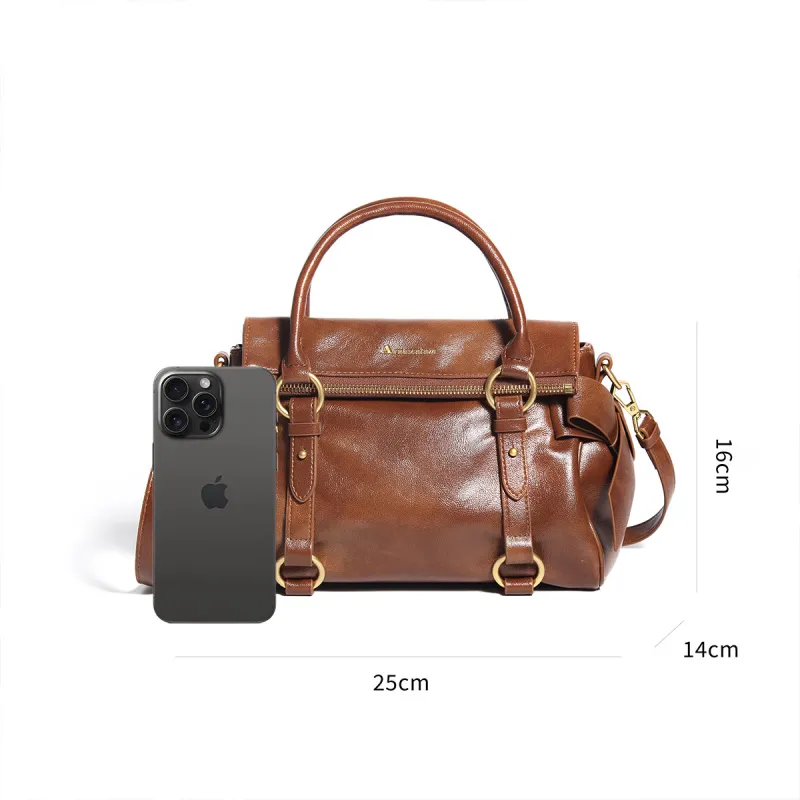 AQUASCUTUM Polyurethane Leather One Shoulder Handbag Women's Caramel-2