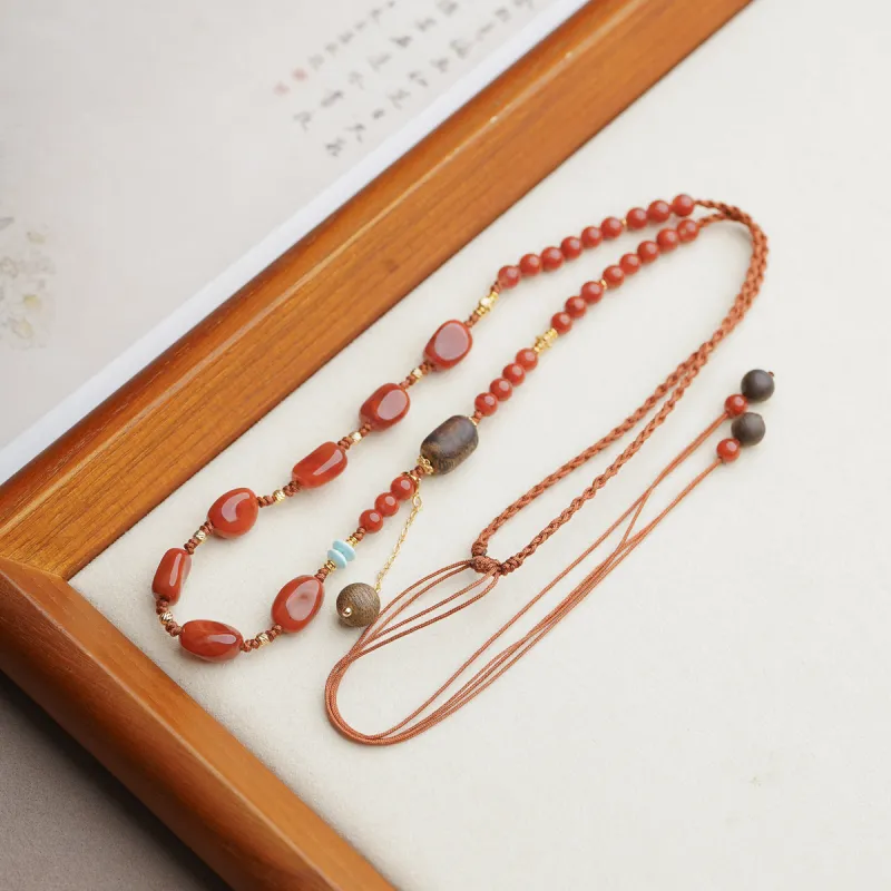 Xianyuan Southern Red Agate Fine Jade Necklaces Unisex-3