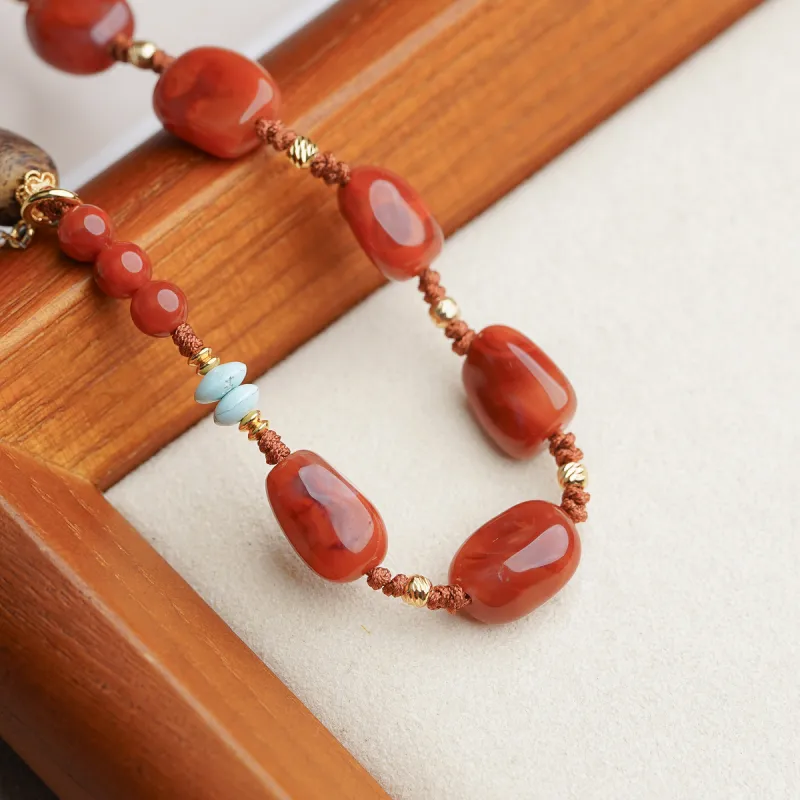 Xianyuan Southern Red Agate Fine Jade Necklaces Unisex-2