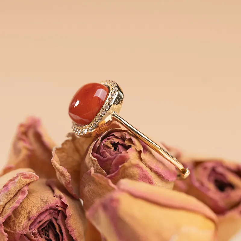 Xianyuan Southern Red Agate Rings Unisex-2
