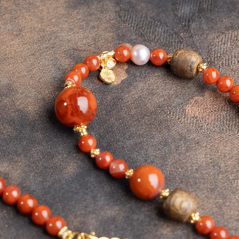 Xianyuan Southern Red Agate Necklaces Unisex-3