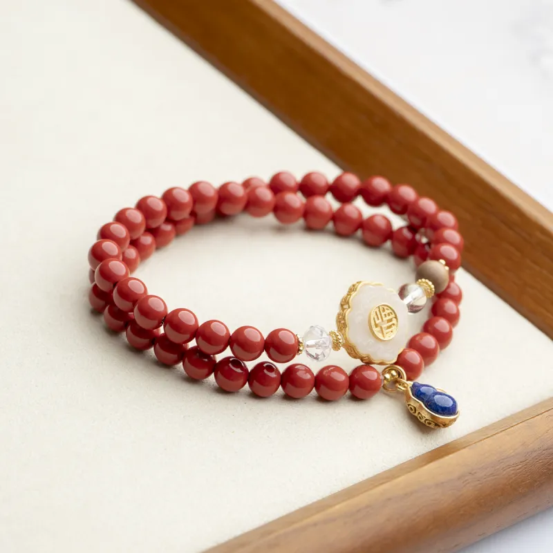 Xianyuan Reconstructed Cinnabar Bracelets Unisex-5