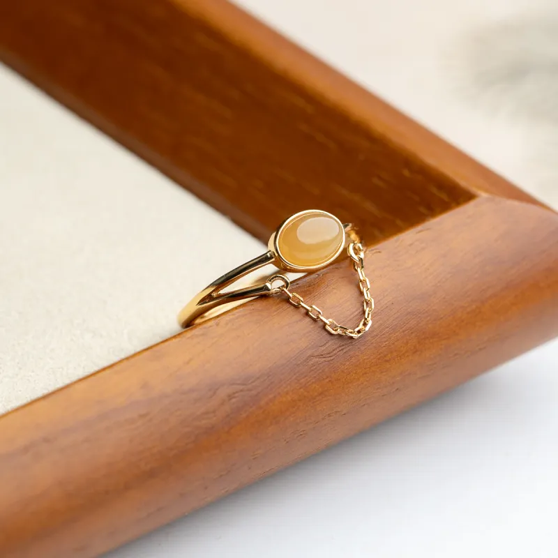 Xianyuan Hetian Jade Rings Sugar Jade Unisex-3