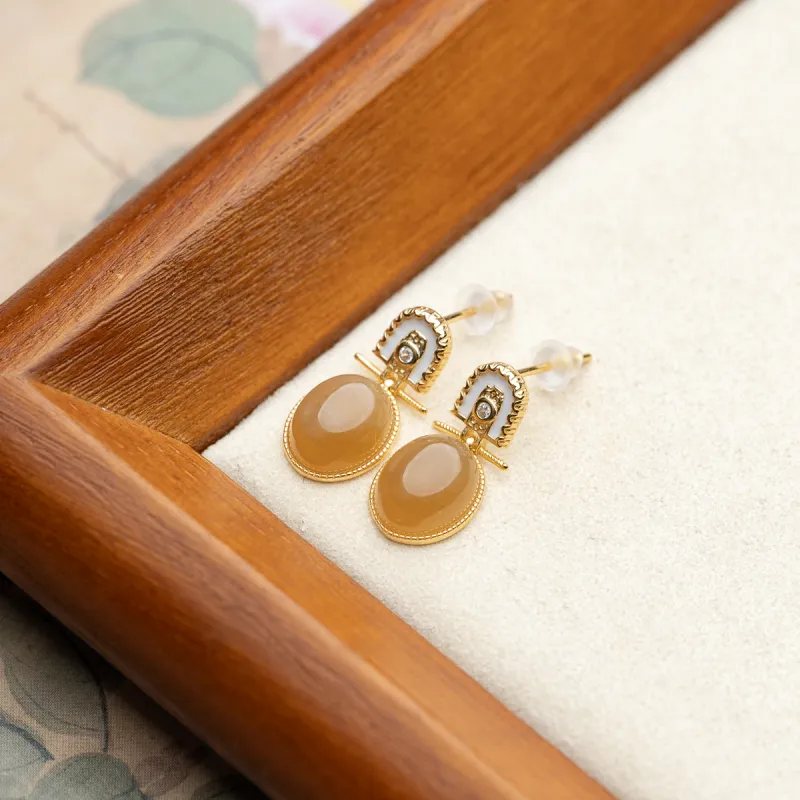 Xianyuan Hetian Jade Earrings Sugar Jade Unisex-5