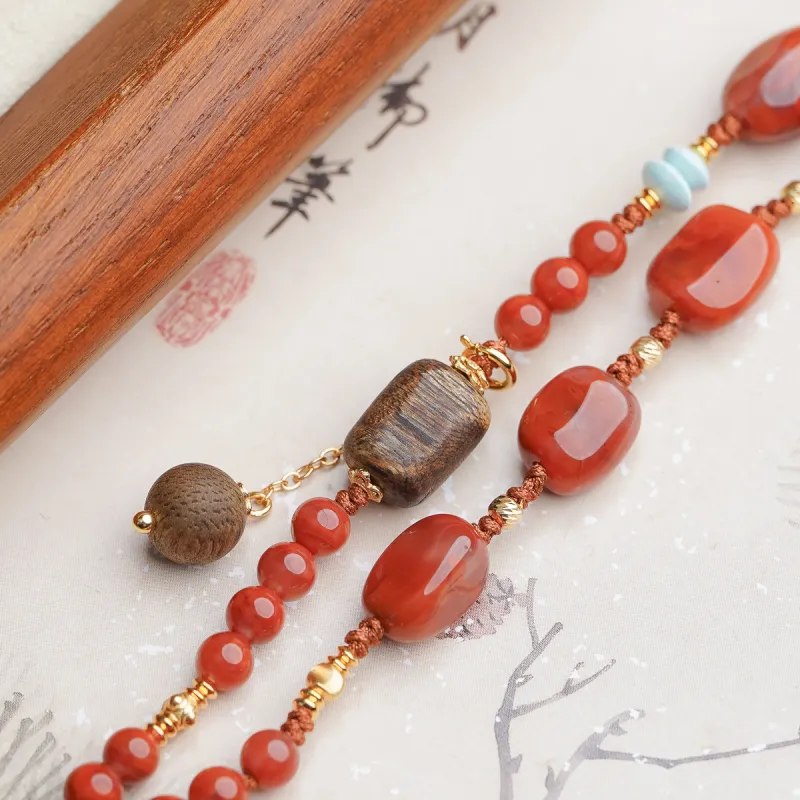 Xianyuan Southern Red Agate Fine Jade Necklaces Unisex-4