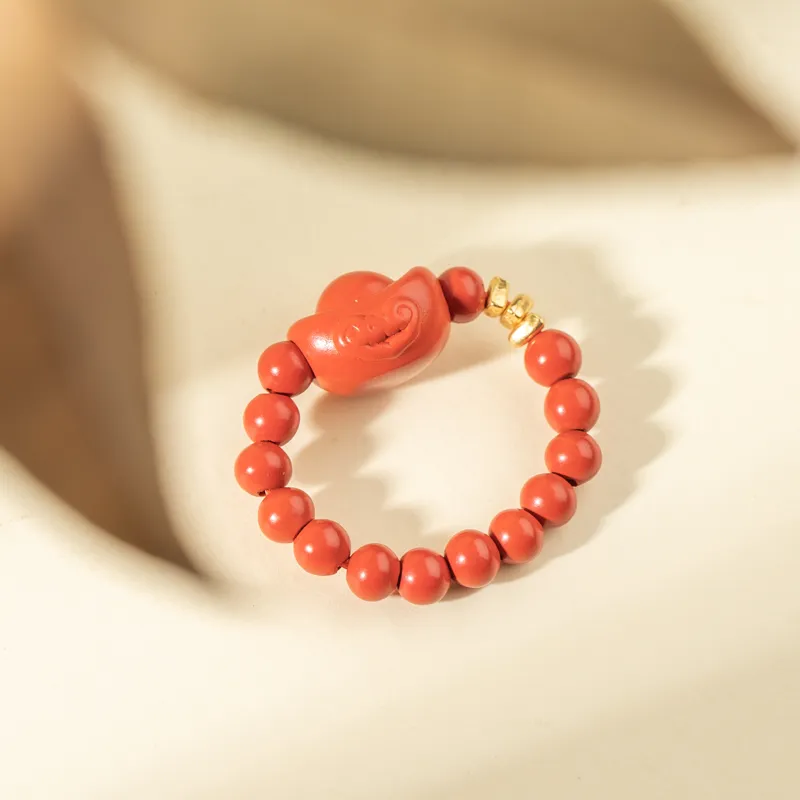 Xianyuan Reconstructed Cinnabar Jade Rings Unisex-3