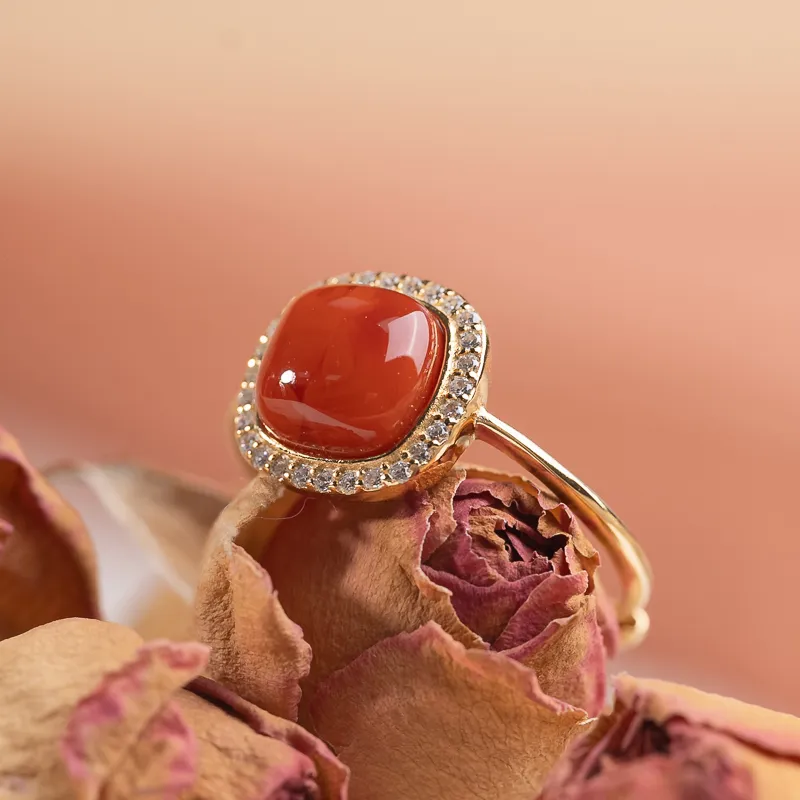 Xianyuan Southern Red Agate Rings Unisex-1