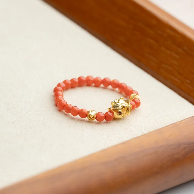 Xianyuan Southern Red Agate Fine Jade Rings Unisex-1