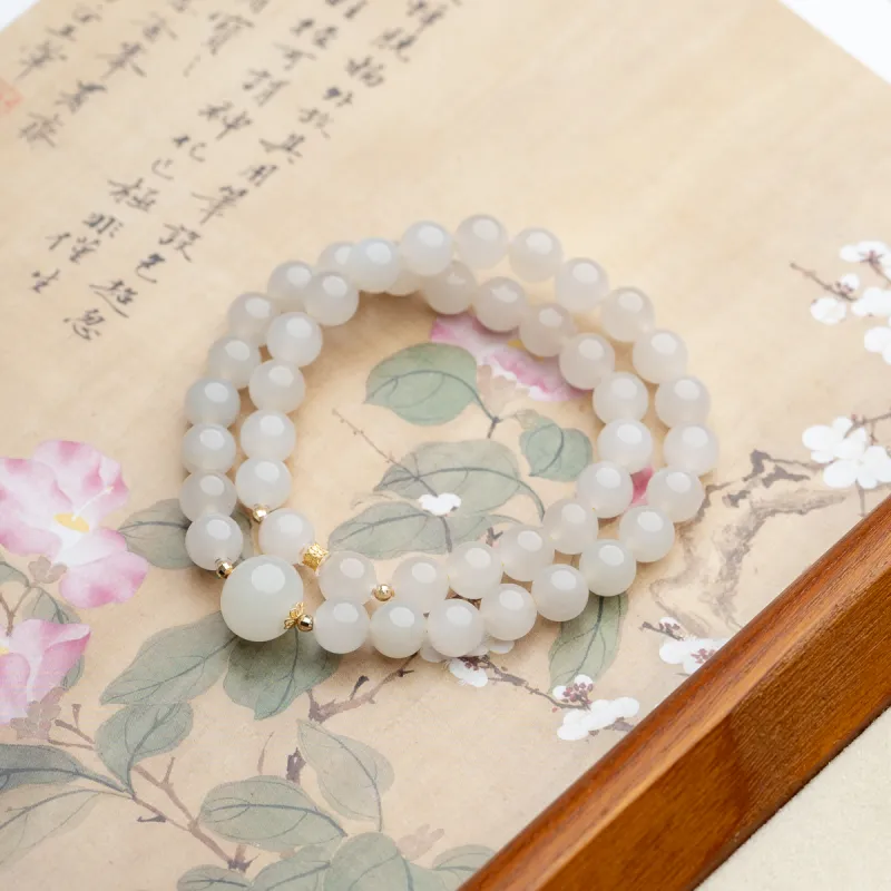 Xianyuan Hetian Jade Bracelets White Jade/Pale Greenish White Jade Unisex-1