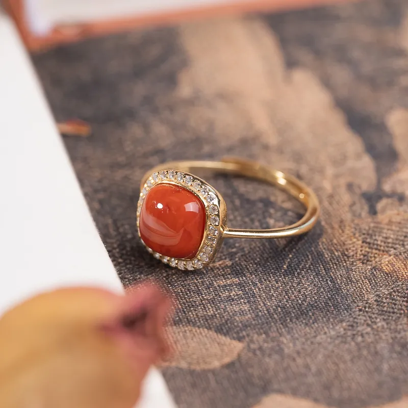 Xianyuan Southern Red Agate Rings Unisex-5