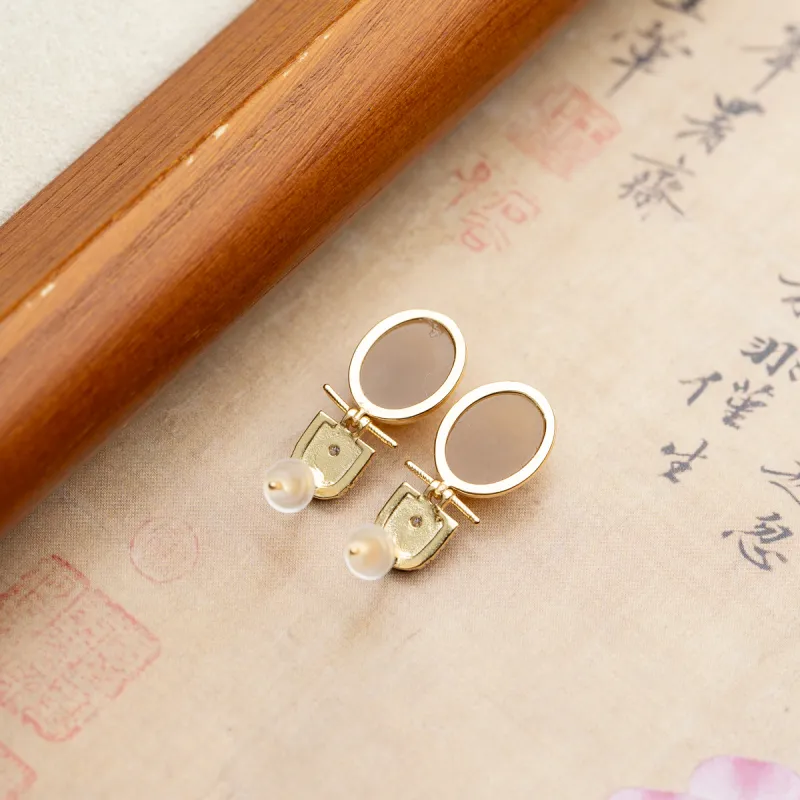 Xianyuan Hetian Jade Earrings Sugar Jade Unisex-3