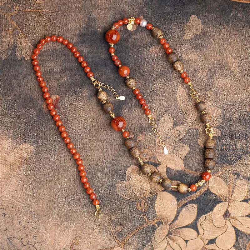 Xianyuan Southern Red Agate Necklaces Unisex-1