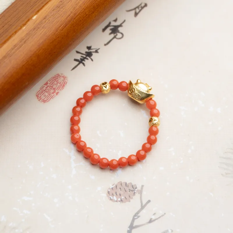 Xianyuan Southern Red Agate Fine Jade Rings Unisex-4