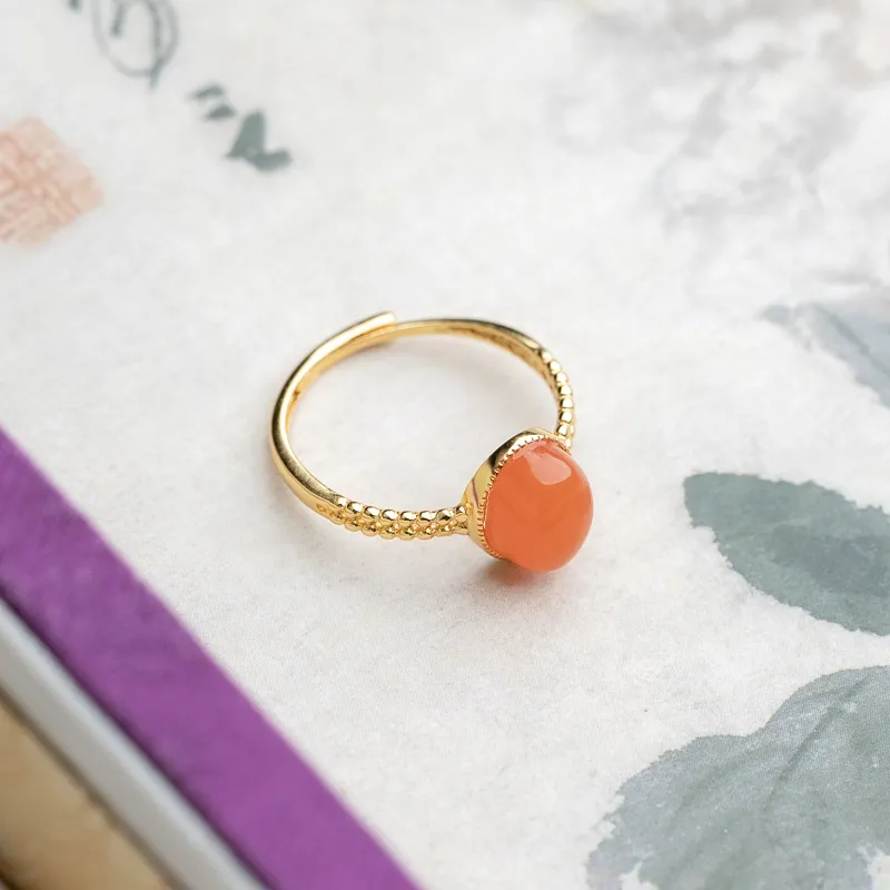 Xianyuan Southern Red Agate Rings Unisex-1