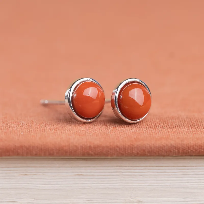 Xianyuan Southern Red Agate Stud Earrings Unisex-2