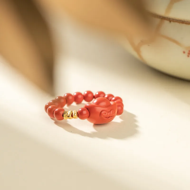 Xianyuan Reconstructed Cinnabar Jade Rings Unisex-2