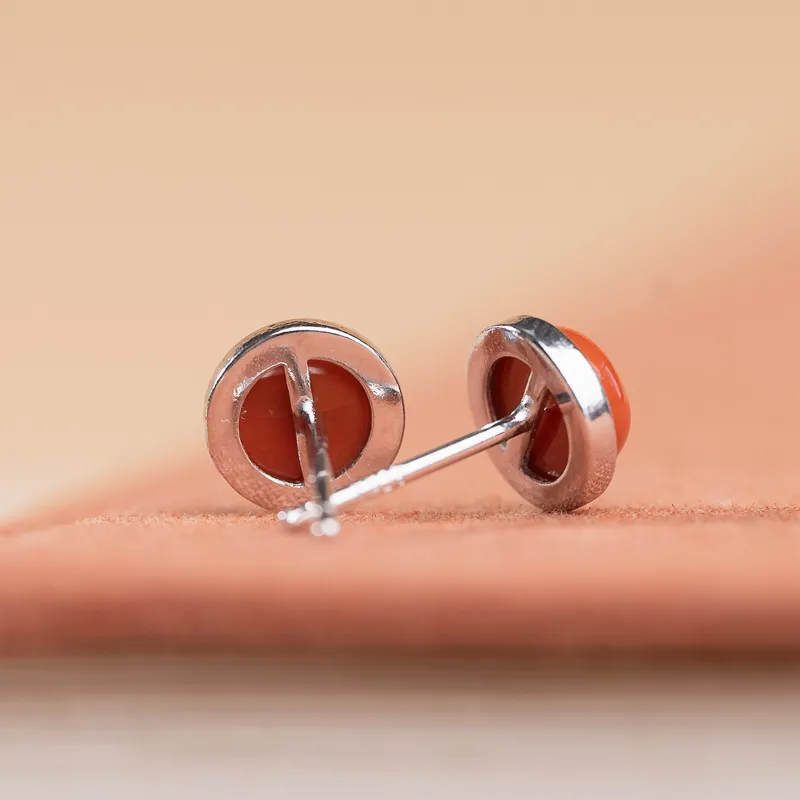 Xianyuan Southern Red Agate Stud Earrings Unisex-4