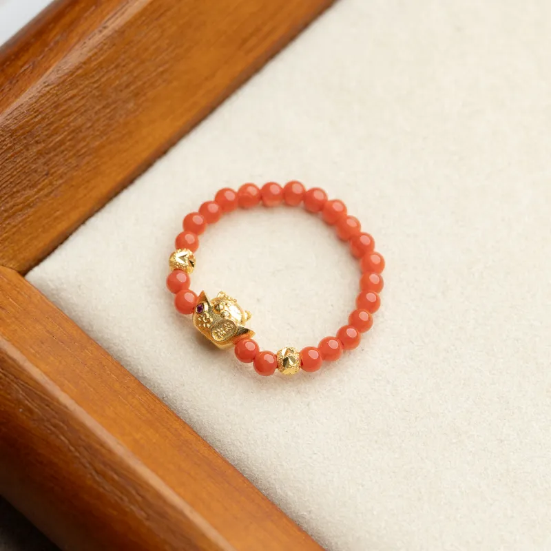 Xianyuan Southern Red Agate Fine Jade Rings Unisex-2