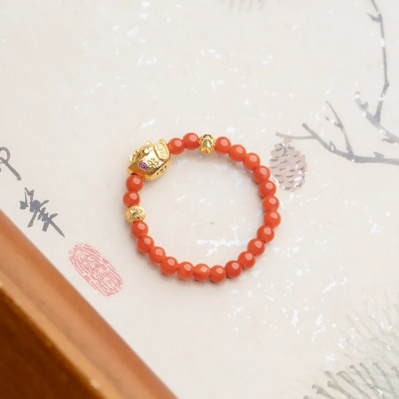 Xianyuan Southern Red Agate Fine Jade Rings Unisex-3