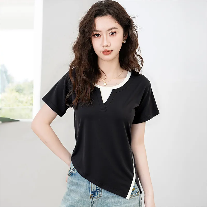 HANDAIWEI Set in Sleeve T Shirt Women's-2