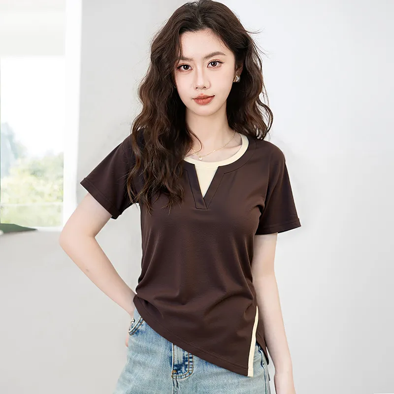 HANDAIWEI Set in Sleeve T Shirt Women's-5