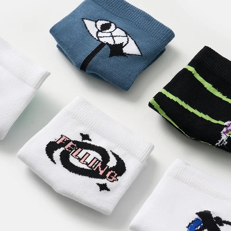 Primeet Mid Calf Socks Fall Winter Unisex 5 Pack Mixed Color-11