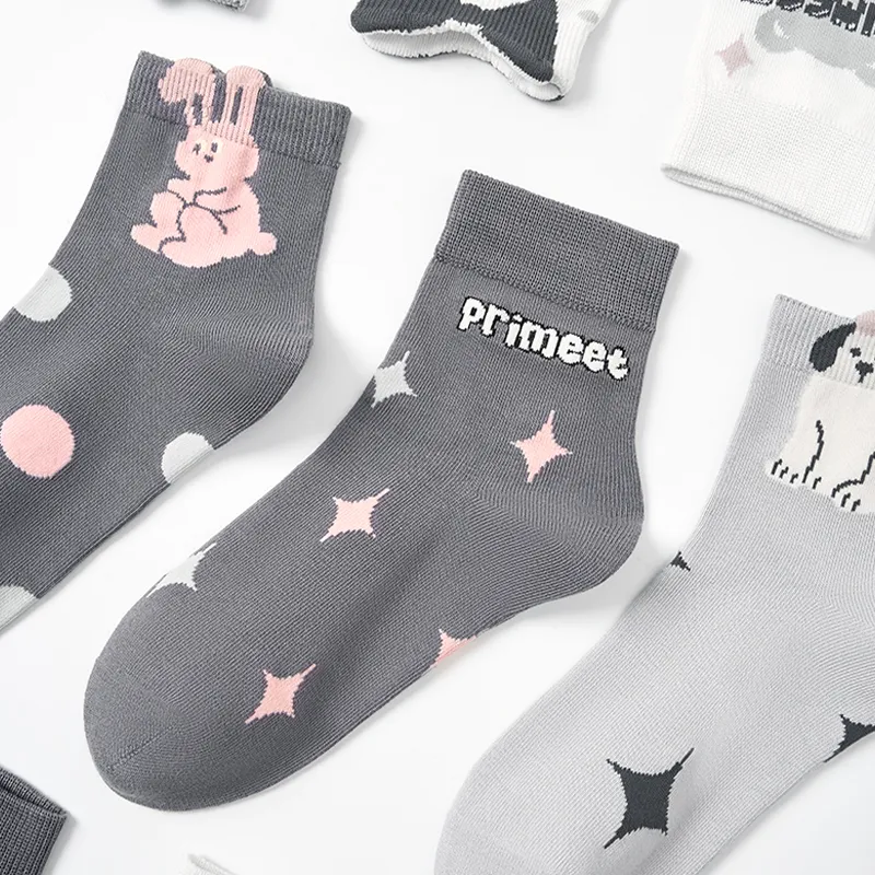Primeet Ankle Socks Women's 5 Pack Pink Ink Doll-2