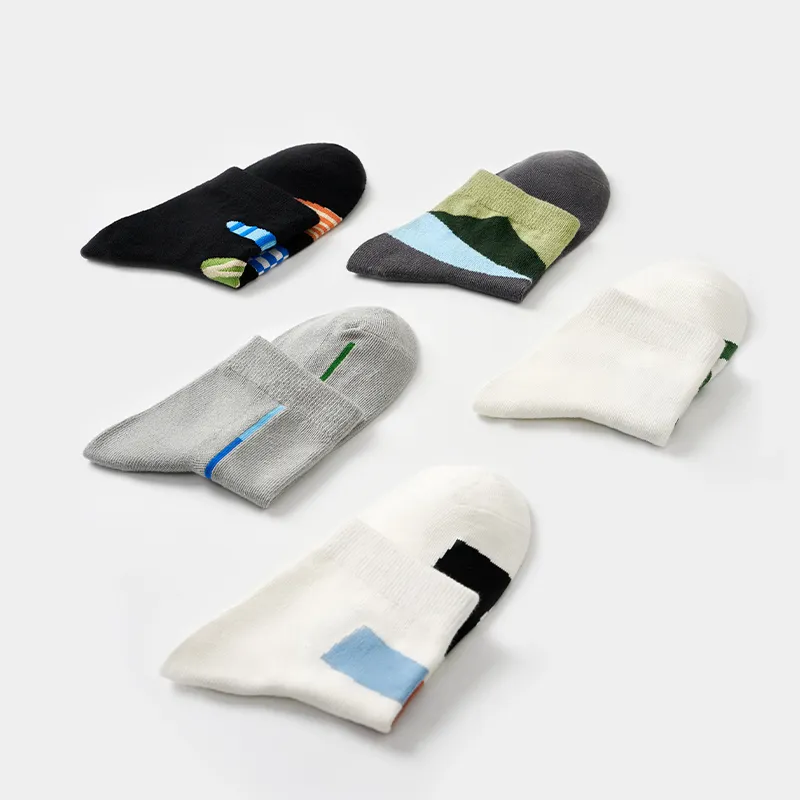 Primeet Ankle Socks Men's 5 Pack Geometric Pattern-34