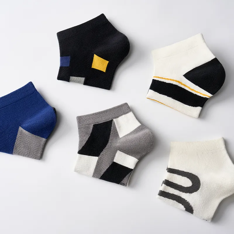 Primeet Ankle Socks Men's 5 Pack Geometric Pattern-2