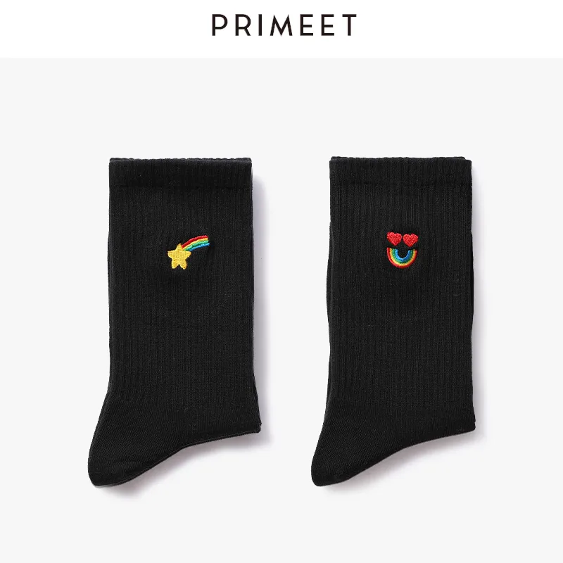 Primeet Mid Calf Socks Spring Summer Women's 5 Pack White-18