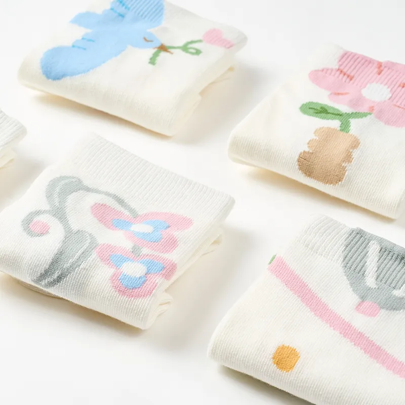 Primeet Mid Calf Socks Women's 5 Pack Birdsong And Floral Aroma-2