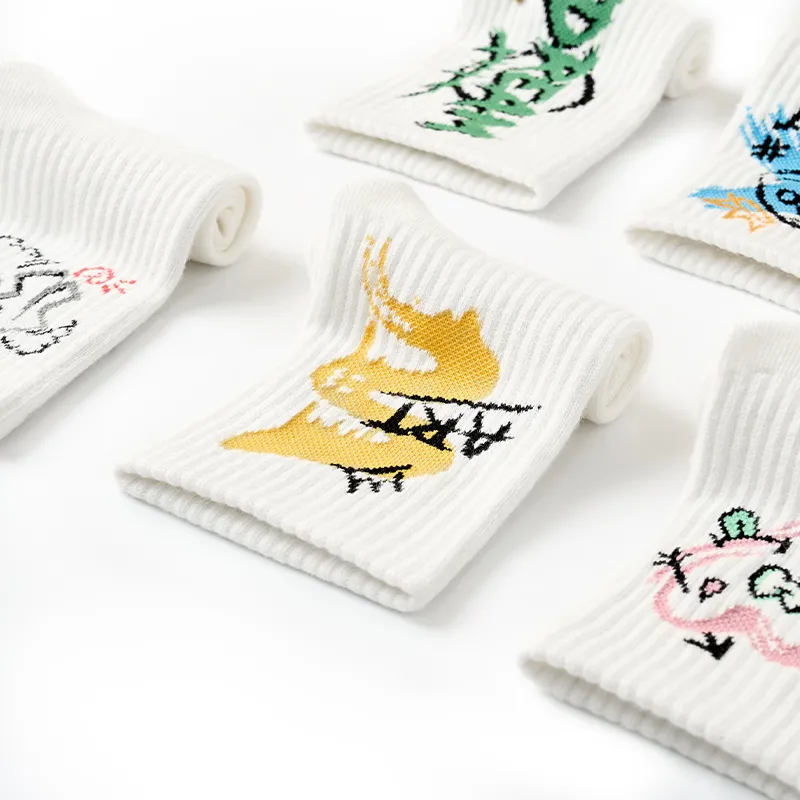 Primeet Mid-Calf Socks Unisex 5 Pack Simple And Cute Patterns-11