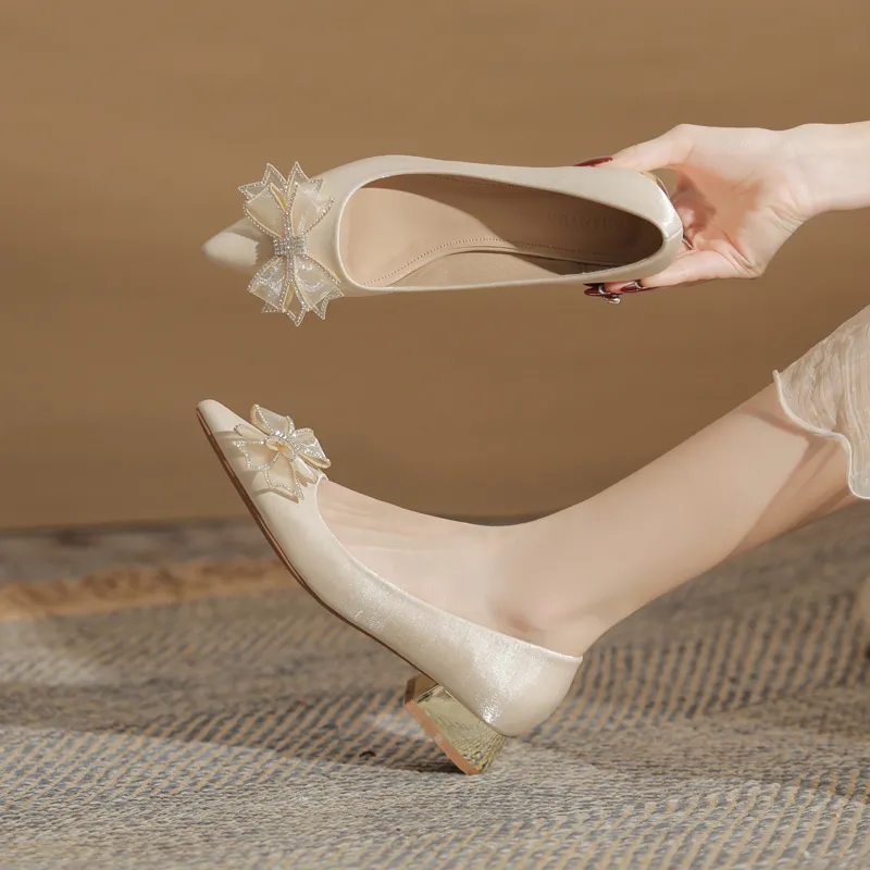 Zomila Chunky Heel High Heels Women's Apricot-3