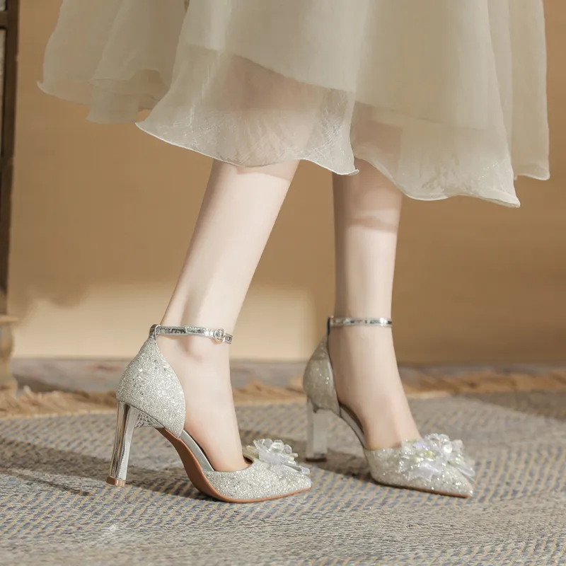 Zomila Slim Heel High Heels Women's Silver-2