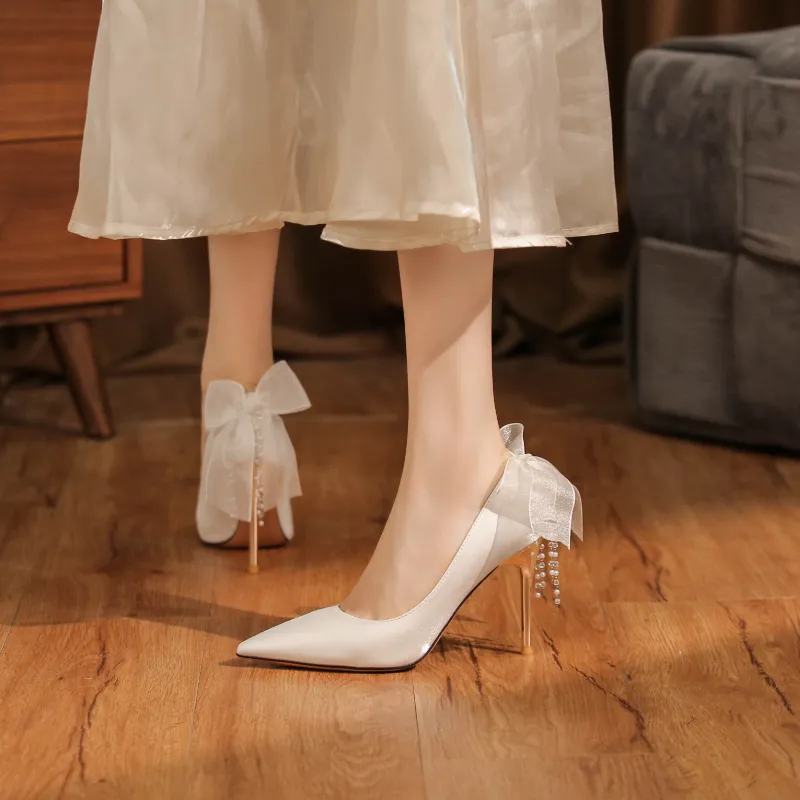 Zomila Slim Heel High Heels Women's White-3