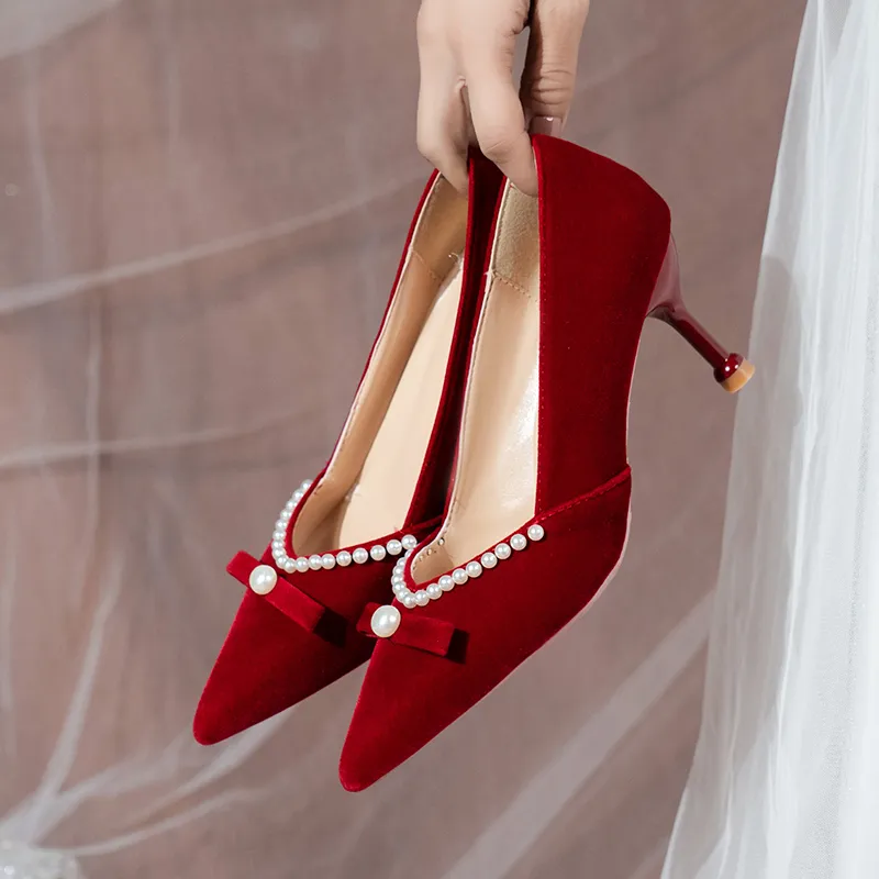 Zomila Slim Heel High Heels Women's Red-1