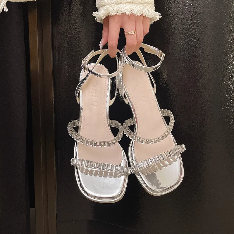 Zomila One Strap Sandals Women's Silver-1