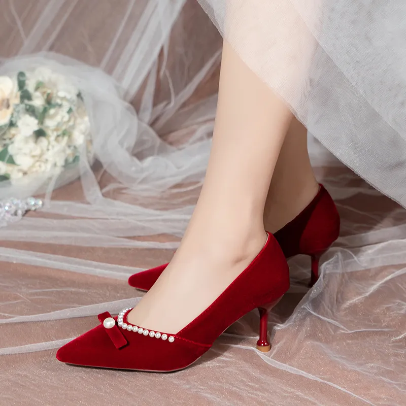 Zomila Slim Heel High Heels Women's Red-3