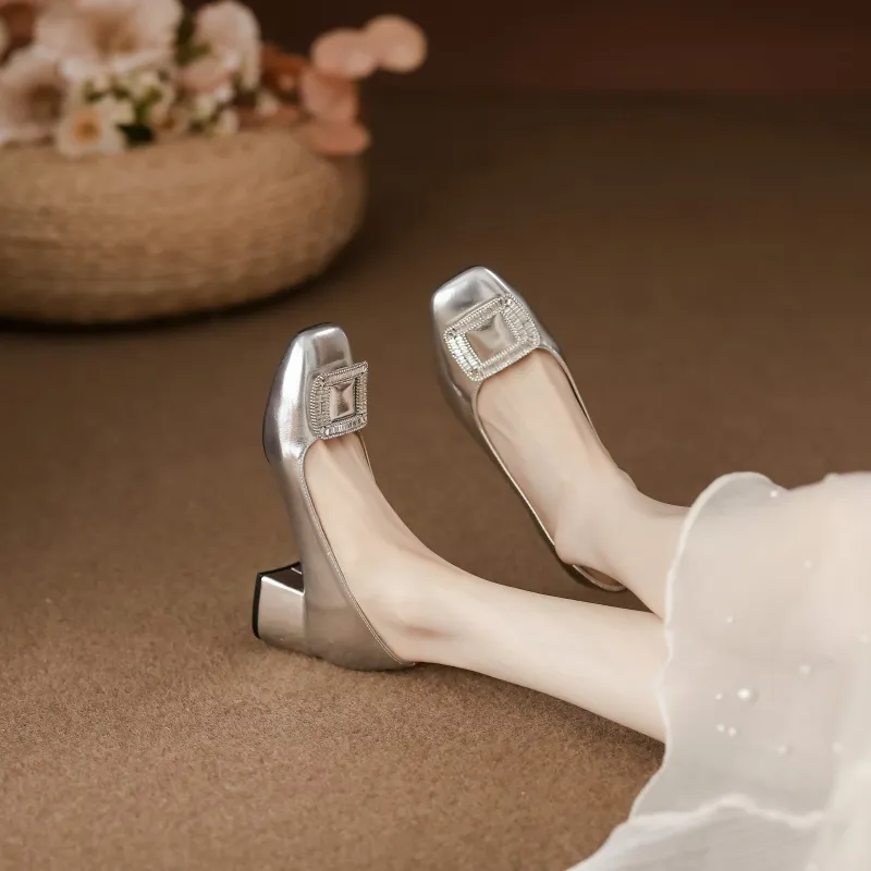 Zomila Chunky Heel High Heels Women's Silver-1