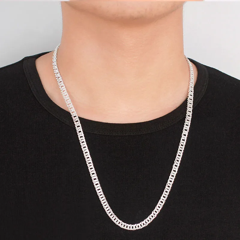 Trendy Beauty 990 Fine Silver Necklaces Men's-5