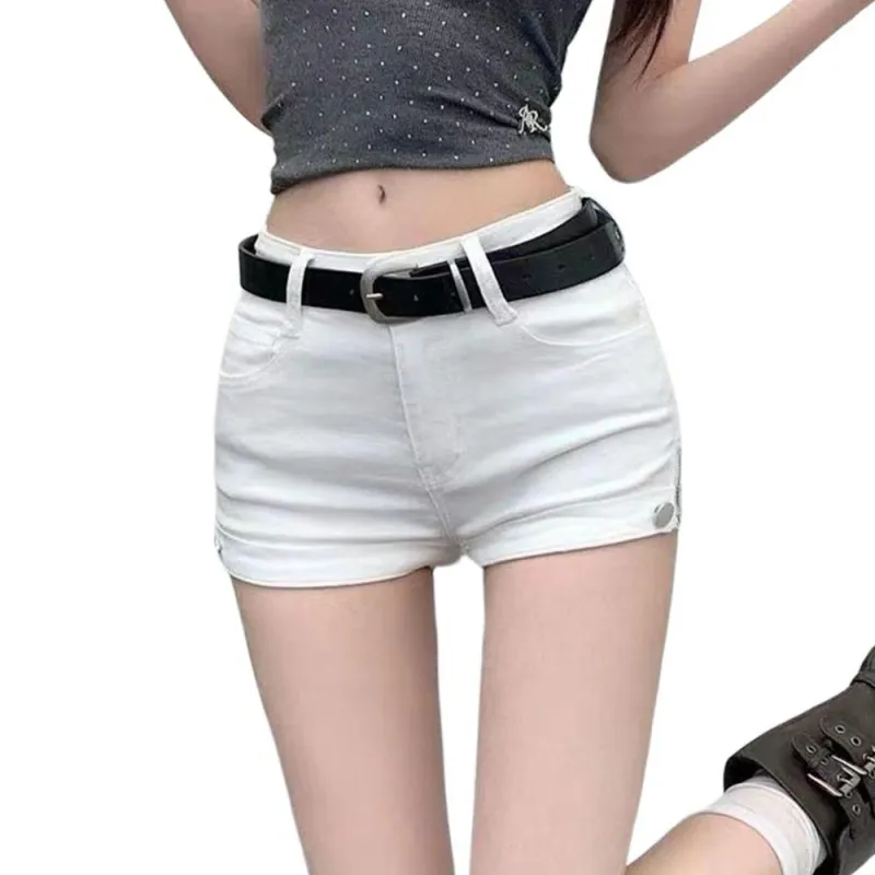 NHZN Denim Shorts Women's White-2