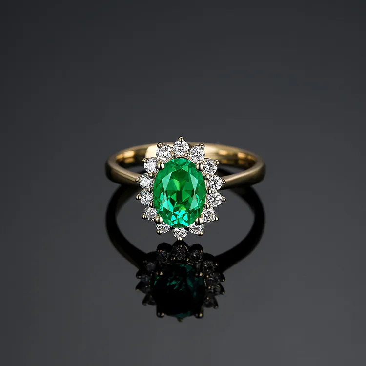 Syrup 18K Gold Cultivated Emerald Rings Unisex-2
