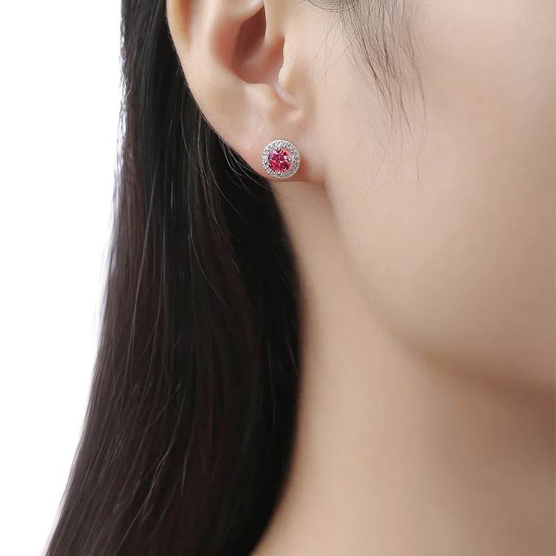 Syrup S925 Silver Set With Moissanite Stud Earrings Women's-3