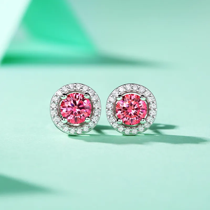 Syrup S925 Silver Set With Moissanite Stud Earrings Women's-2
