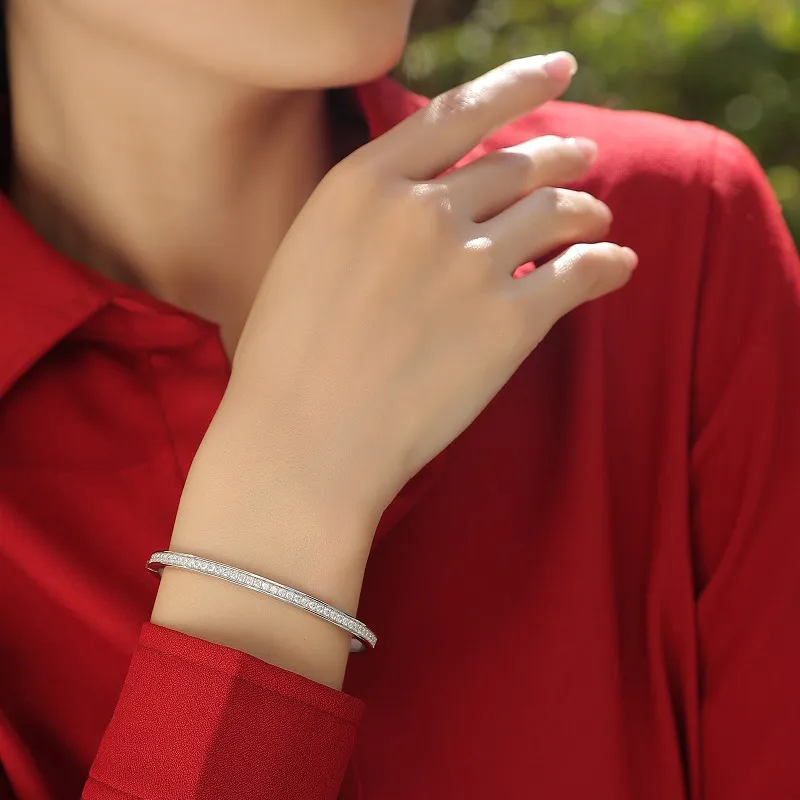 Syrup S925 Silver With Moissanite Bangles Women's-2